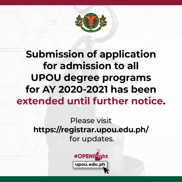 Submission Of Application For Admission To All Upou Degree Programs For 